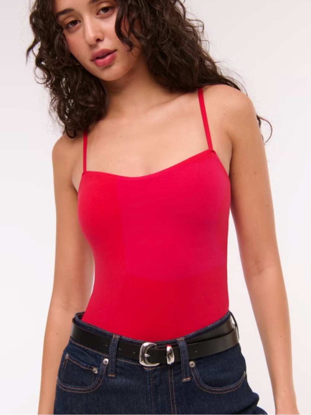 Abercrombie & Fitch Red Slim Spaghetti-Strap Bodysuit